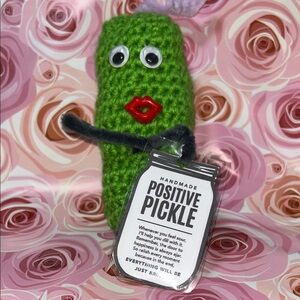 Handmade crocheted Green Positive Pickle Plush